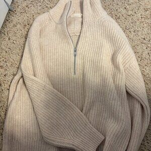 Everlane The Felted Merino Half Zip Sweater- White– Small – Like New